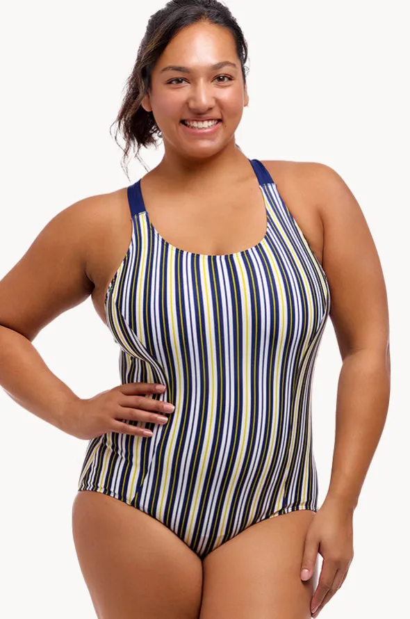 Admiralty Stripe Brace Me Back One Piece