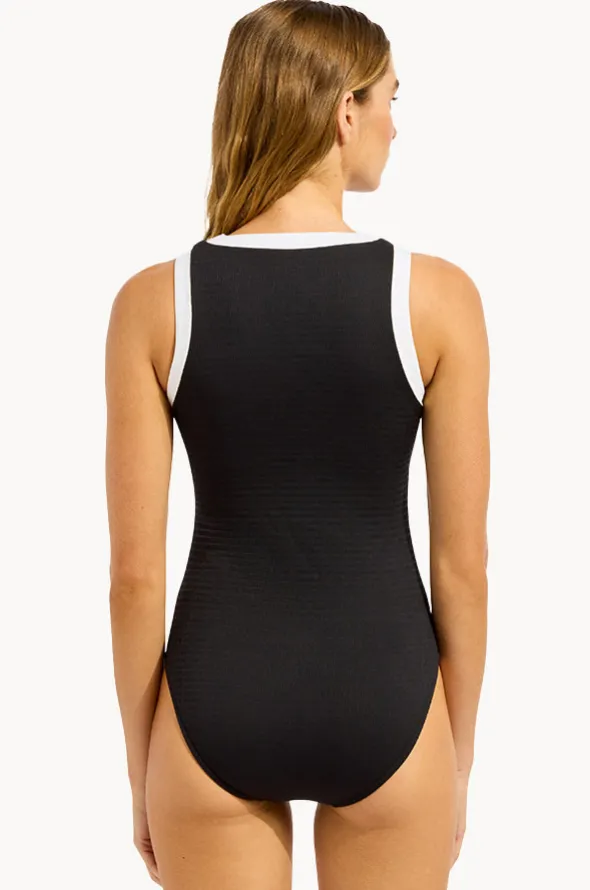 Bandwave Zip Front One Piece