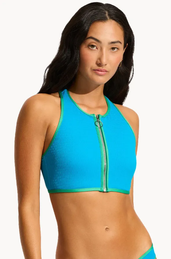 Beach Bound Zip Front Action Back Tank
