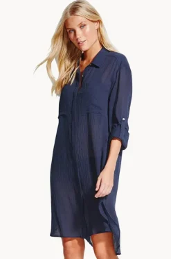 Crinkle Twill Beach Shirt