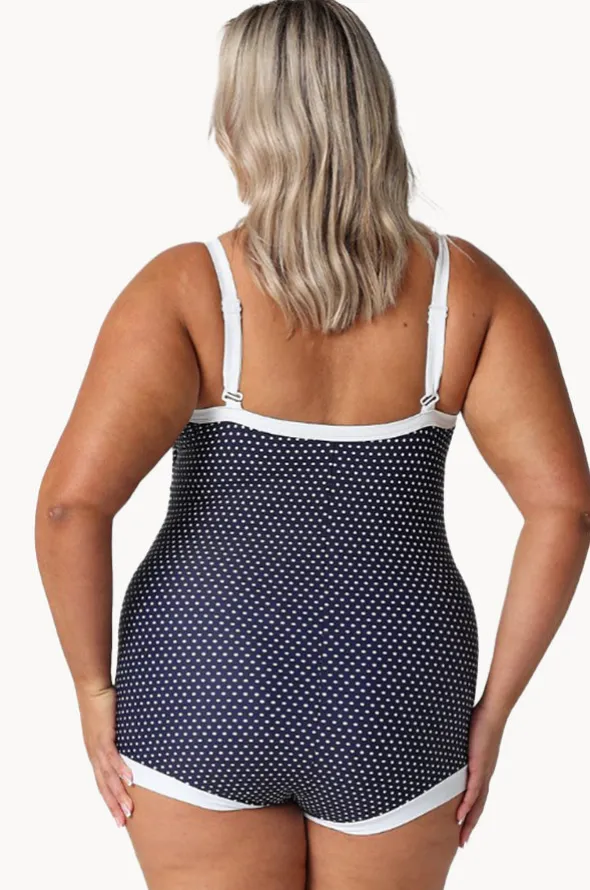 Dots Tie Front Boyleg One Piece