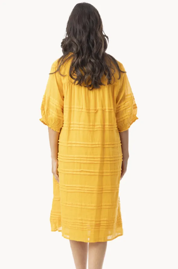 Essentials Cotton Gauze Pleated Dress