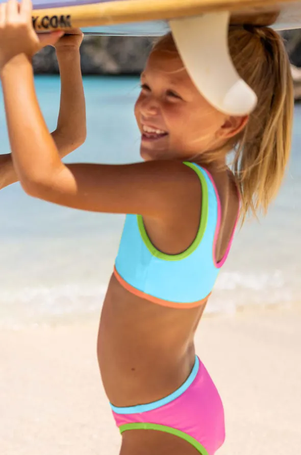 Girls Candy Colourblock Crop Set
