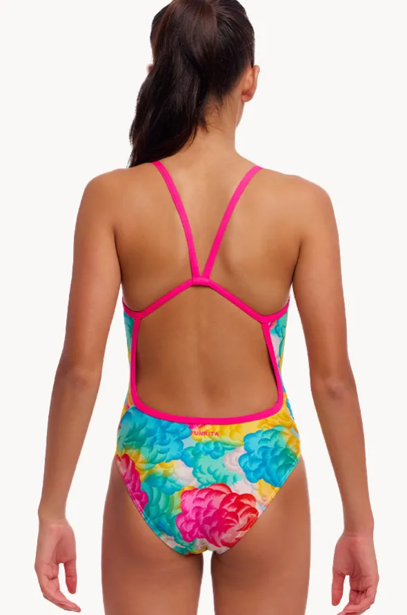 Girls Cloudy Colours Single Strap One Piece