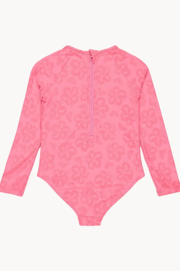 Girls Flip Flower Long Sleeve Sunsuit