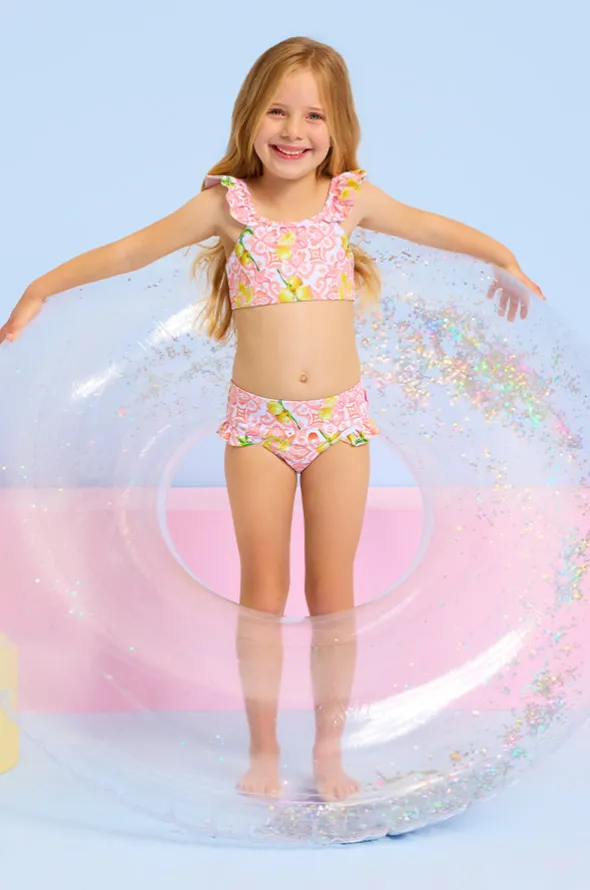 Girls Lemon Tile Crop Set