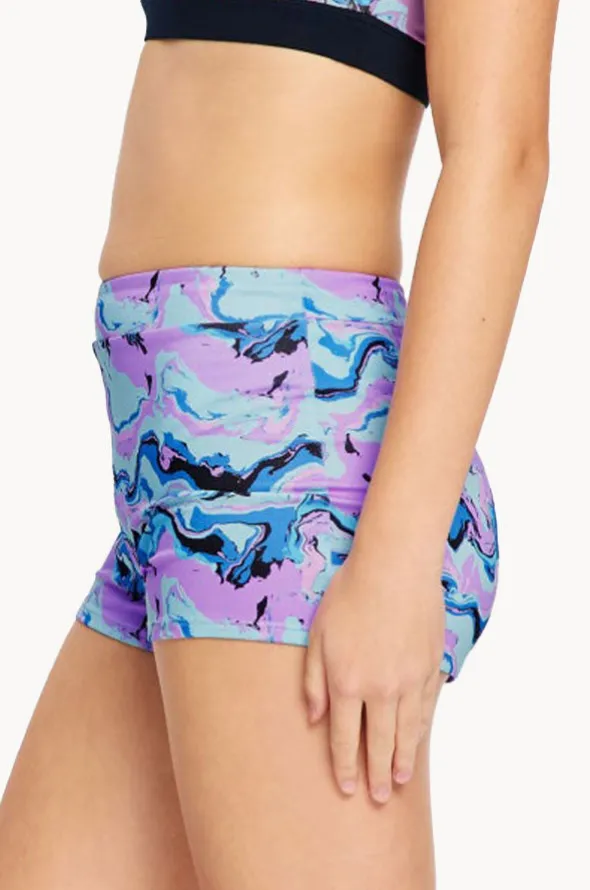 Girls Marble Performance Hi Waist Short