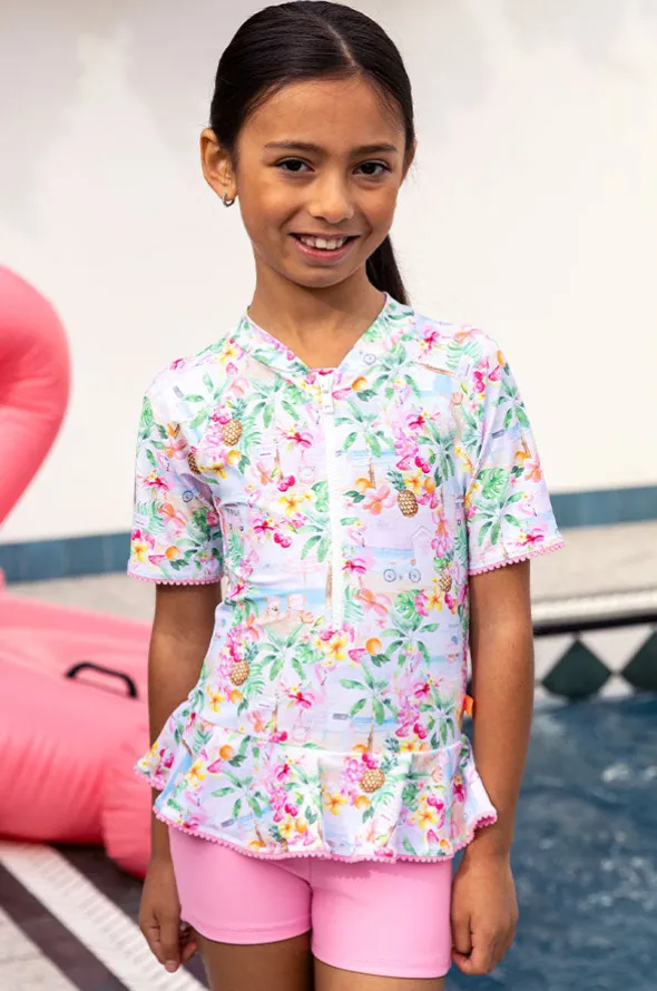 Girls Miss Vacay Short Sleeve Sunsuit