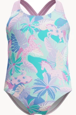 Girls Print Cross Back One Piece
