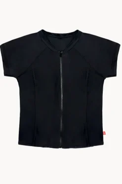 Girls Short Sleeve Zip Suntop