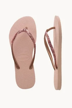 Girls Slim Metal Glitter Logo Thong