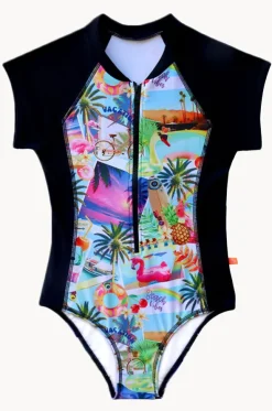 Girls Summer Vacay Short Sleeve Sunsuit