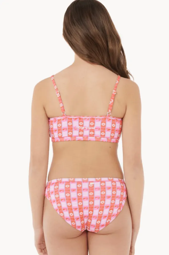 Girls Sunset Check Rib Crop Set