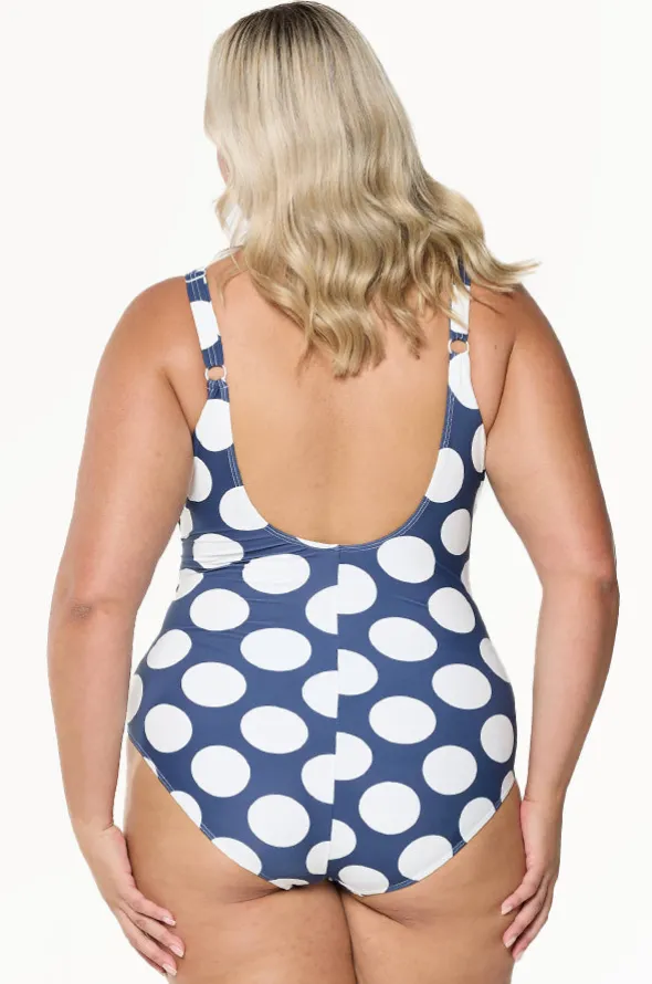 Large Polka Dot Tie Waist One Piece