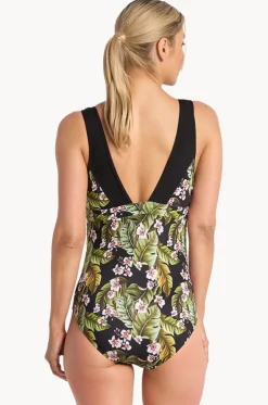 Leafique Ruched Scoop One Piece