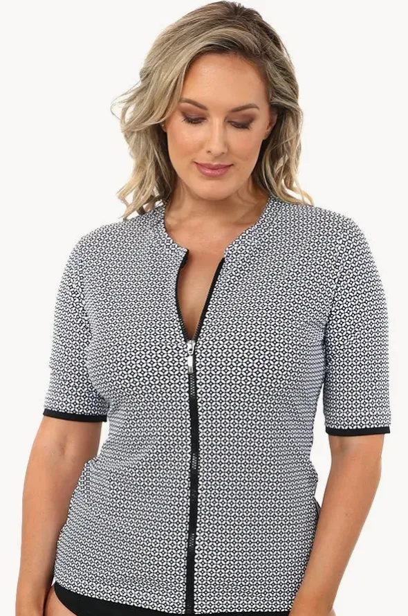 Mamiko Short Sleeve Zip Suntop