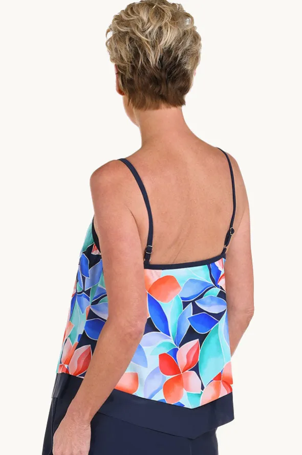 Mosaic Leaves Flutter Tankini Separate