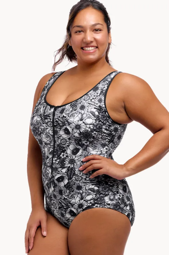 Nights Rose DD/E Cup Zip Front One Piece