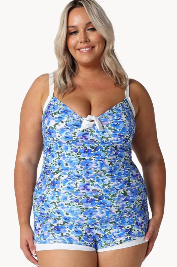 Pansy Tie Front Boyleg One Piece
