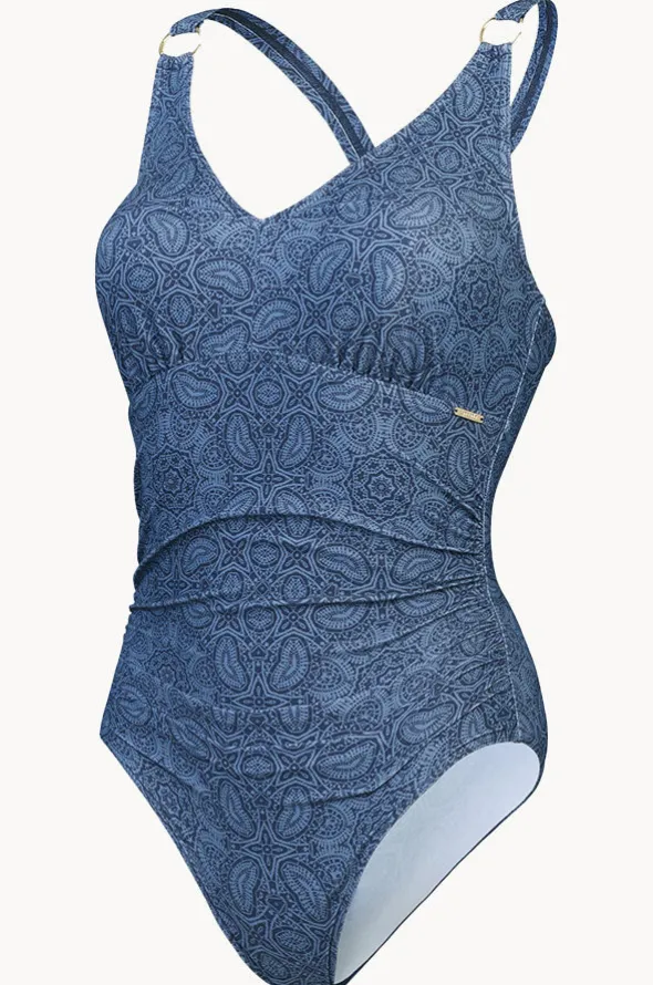 Printed Shaping V Neck One Piece