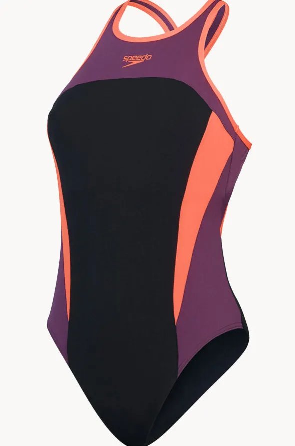 Splice Cross Back High Neck One Piece