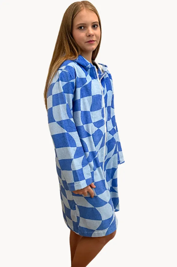 Tidal Checker Hooded Towelling Robe M/L