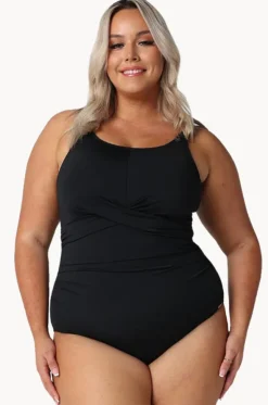 Twist Front High Neck One Piece
